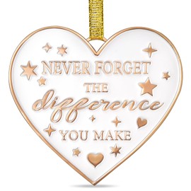 Thank You Gifts-Never Forget The Difference You Make, Metal Ornament Keepsake Sign Heart Plaque Farewell Going Away Goodbye Appreciation Retirement Gifts for Women Coworker Friend Teacher Employee