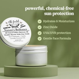 Elk Field Organic Beeswax Sunscreen with Zinc Oxide | Non-Toxic, Chemical Free | Sunscreen for Face, Natural Sunblock with Nourishing Beeswax, Almond Oil, Essential Oils, Scented, 4 oz