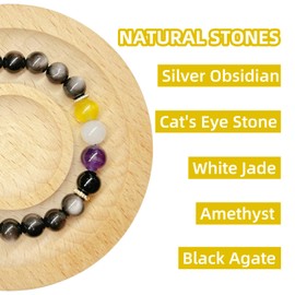 MEPLUM Pride Bracelets, Nonbinary Pride Bracelet for Nonbinary Pride Stuff Accessories Decoration Present (Real Natural Stone, Adjustable Size)