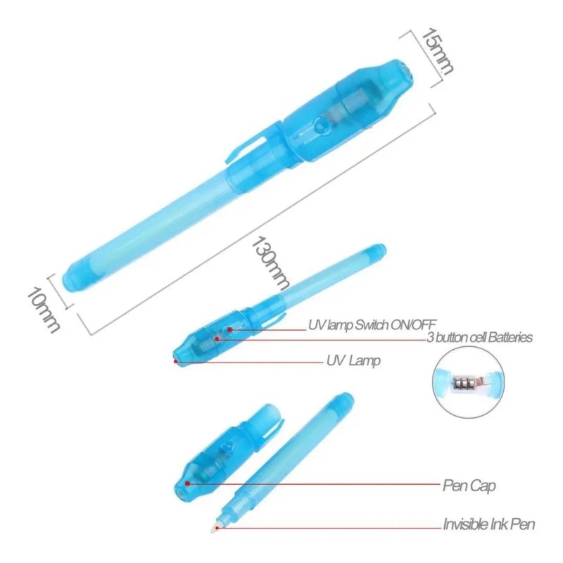 Pluma De Tinta Invisible Con Luz Uv 16 Pack Bolígrafos