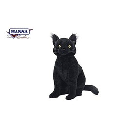 Hansa Black Cat Sitting Plush Soft Toy 35cm 7012