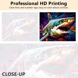 TISHIRON Marine Animal Painting by Number - Abstraction Shark DIY Oil Painting Kit for Adults With Brushes and Pigment for Home Wall Decor, 16x20 Inch