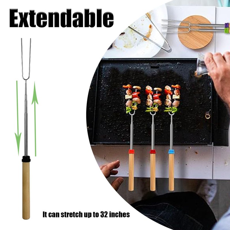 6 Pack Marshmallow Toasting Forks Kit, Barbecue Forks, Extendable Forks,