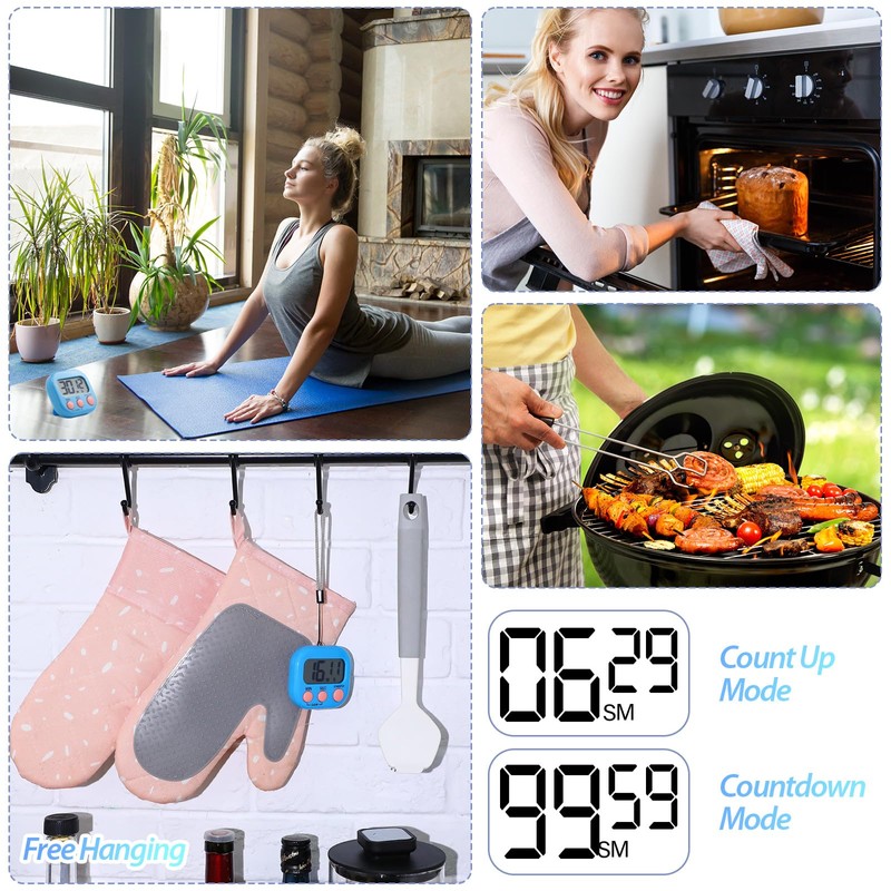 Leumoi 24 Pcs Digital Kitchen Timer Magnetic Timer Bulk On/Off