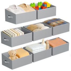 DIMJ Closet Storage Bins 8 Pack - Fabric Storage Baskets for Shelves, Large Clothes Organizers with Handles, Trapezoid Shelf Organization Storage Cubes for Purse, Toys, Books, Towel, Clothes
