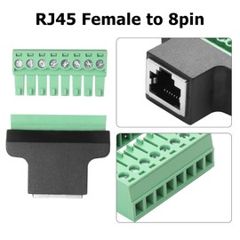 YAODHAOD RJ45 Breakout, RJ45 Screw Terminal Adaptor, RJ45 8P8C Female Jack to 8 Pin Screw Terminal Connector for Cat7 Cat6 Cat5 Cat5e Ethernet Extender (2PCS) (RJ45 Female)