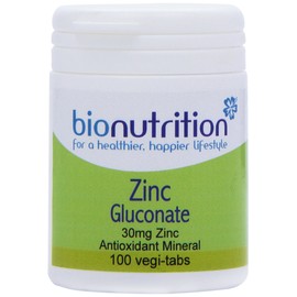 Bio Nutrition Zinc Gluconate - 30mg Zinc - Antioxidant Mineral - 100 vegi-tabs