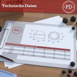 PD® Hexagonal protective caps M5 (wrench size 8) - cover caps for screws black made of plastic - durable cover caps for nuts and screw head - screw cover black - pack of 50