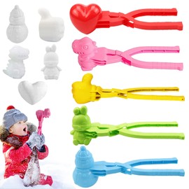 Pack of 5 Snowball Shapers, Snowball Tongs, Sandball Snowball Clip, Snowball Maker, Snow Shapes, Many Shapes, Winter Outdoor Toy for Snowball Fight Games, Winter Snow Beach (D)