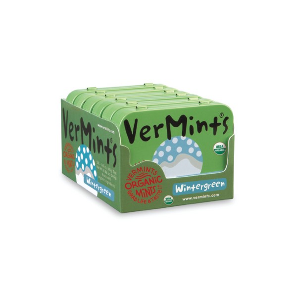 VerMints Organic Wintergreen - 6 x 40g Tin Pack