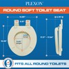 Plexon Soft Cushioned Toilet Seat, Round, Bone, Slow-Close Lid &