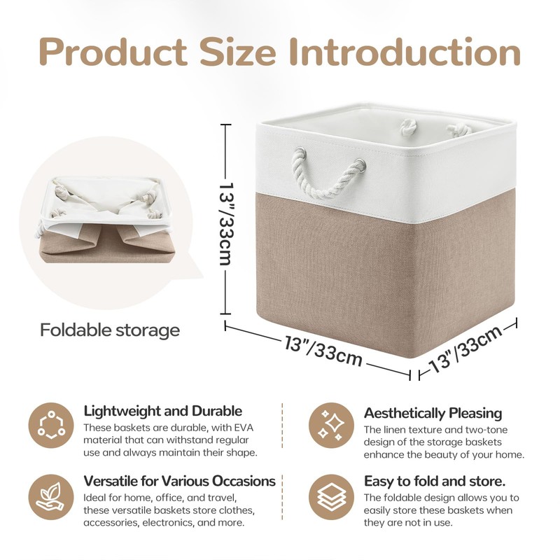 VQRTEXA 13 x 13 Inch Cube Storage Bins, 6 Pack