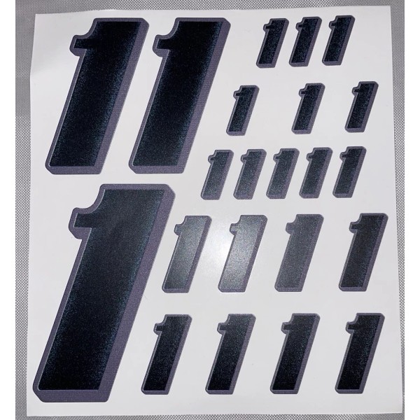 Unbranded Defected Matte Black w/ Dark Grey #1’s Numbers Vinyl