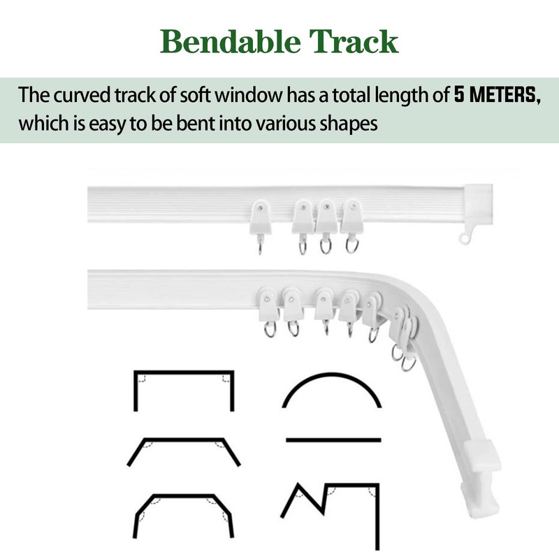 Keadic 160Pcs 5M/16.4FT Bendable Curved Ceiling Mount Curtain Track with