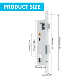 Tubular Frame Lock, Stainless Steel Mortice Lock Garden Gate Pipe Frame Lock Door Lock Garden Gate Distance 85 mm Backset 25 mm for Left/Right Interior Doors and Bathroom Doors