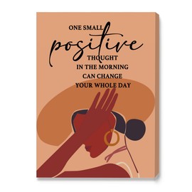 JANLAN African American Women Canvas Wall Art Framed,Black Women One Small Positive Thought Wall Decor,Inspirational Canvas Wall Art Ready to Hang for Black Women Girls Home Bedroom Office