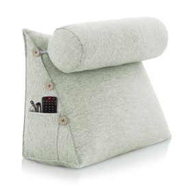 LELEFIDO Bed Wedge Reading Pillow, Adjustable Reading Throw Cushion Triangular Pillow Wedge Couch Pillow for Lumbar Neck Back Support Pillow with Removable Linen Cover