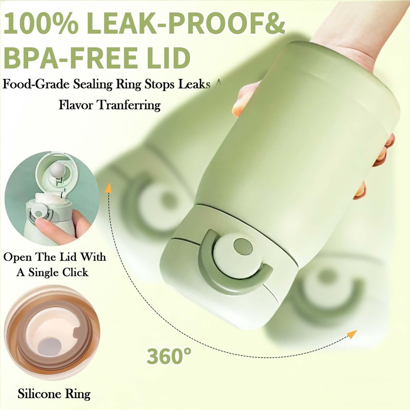 DDUP Small Water Bottle 350ml, Mini Lightweight Flask for Hot