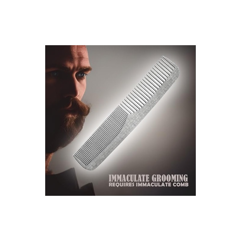 Stainless Steel Comb, Barber Grooming Comb for Man, Travel Size,