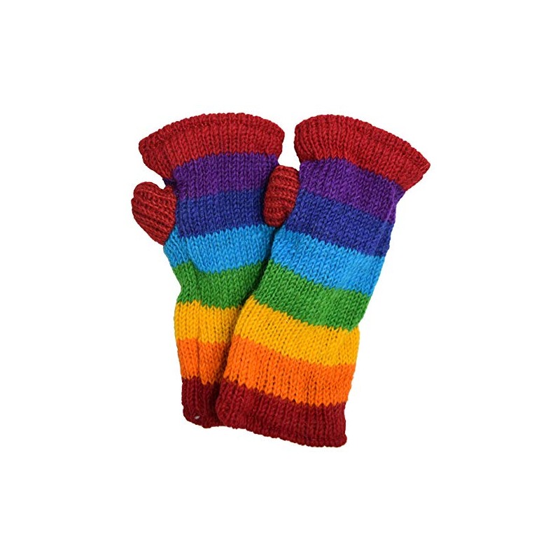 Gheri Women's Warm Wool Fleece Lined Hand Knitted Striped Mittens