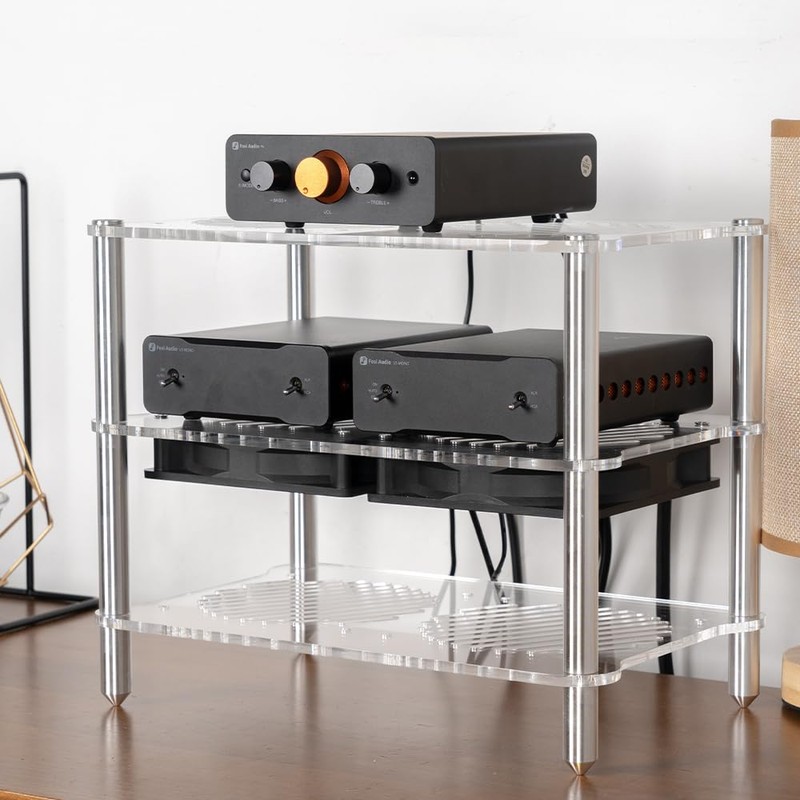 Fosi Audio Acrylic Amplifier Rack for Cooling Fan, Sturdy Audio