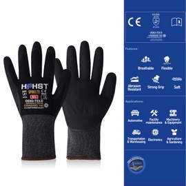 HPHST Work Gloves SF001TS Gloves Assembly Gloves for Men and Women Gloves Ergonomic Design Smart Touch Gardening Gloves 12 Pairs (Large, Black)