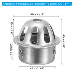 PATIKIL Dome Gutter Guard Filter 2 Inch, Stainless Steel Downspout Strainer, Anti-Blocking Outdoor Gutter Cleaning Tool for Stops Leaves Debris, Fits 1.8-2 Inch