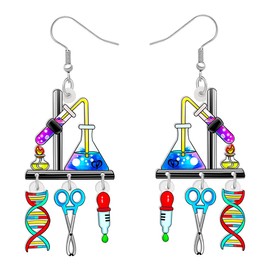 SHIGIE Acryl Tag des Lehrers Neuheit Physikalische Experiment Mikroskop Ohrringe baumeln lustige Geschenke für Damen Wissenschaft Liebhaber Charms (Buntes)
