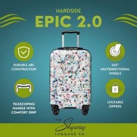 Skyway Epic 2.0 Hardside Lightweight and Durable ABS Shell Luggage, Spacious with 4-Wheel Spinners, Comfort Grip with Telescoping Handle, Men and Women, Confetti, 2-Piece Set (20,24)