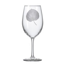 Rolf Glass Aspen Leaf All Purpose Wine Glass 18 Ounce - Set of 4 Large Wine Glasses – Lead-Free Glass - Engraved Large Wine Glasses – Proudly Made in the USA