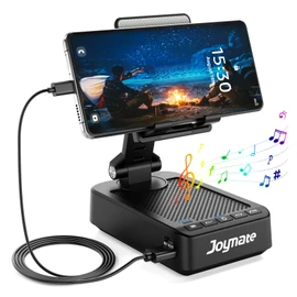 Joymate Gifts for Men Women, Phone Stand with Bluetooth Speaker and Charging Function 360° Rotable Angel Adjustable Cell Phone Holder with HD Stereo Sound Fits All Phones,Tablet (Black)