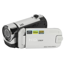 Video Camera Camcorder, 1080P 16MP Digital Camera Recorder, 2.4" Rotating Screen, 16X Digital Zoom Camcorder Camera with Fill Light (Silver)