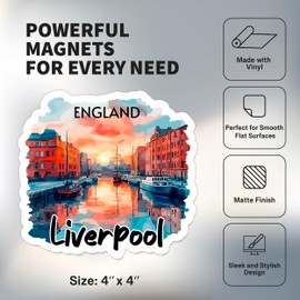 Liverpool England Magnet 4 inch 2 Pack Vinyl for Souvenir Gift Refrigerator Fridge Dishwasher ID 44999