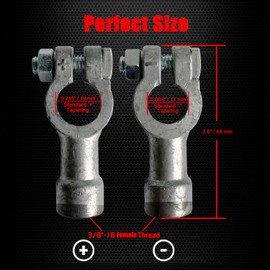 Ampper 3/8"-16 Thread Female Lead Top Post to Side Post Terminal Adapters, Standard Top Post to Standard 3/8" Side Post Terminals (+/-) W/Cover (1 Pair)