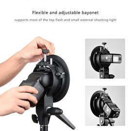 Handheld Hand Grip S Shape Bracket for Mount Flashlight, Portable Studio Light Bracket with Adjustable Size, Connects with Umbrella, Softbox, Compatible Bowens Mount