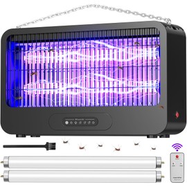 Electric Bug Zapper Indoor, Mosquito Zapper with 3500V Powerful Dual Grid & Remote, Fly Zapper Fly Trap Insect Killer for Patio Yard Home Kitchen Camping - Including 2 Replacement Bulbs (Black)