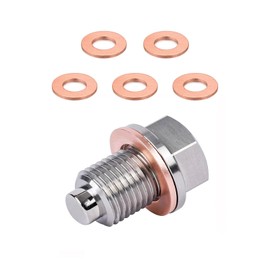 Povtii - Tapón magnético de drenaje de aceite M12 x 1.5 pulgadas, tornillo de tuerca de drenaje de sumidero de acero inoxidable con 5 juntas de arandela de aplastamiento, tapón de drenaje de aceite a