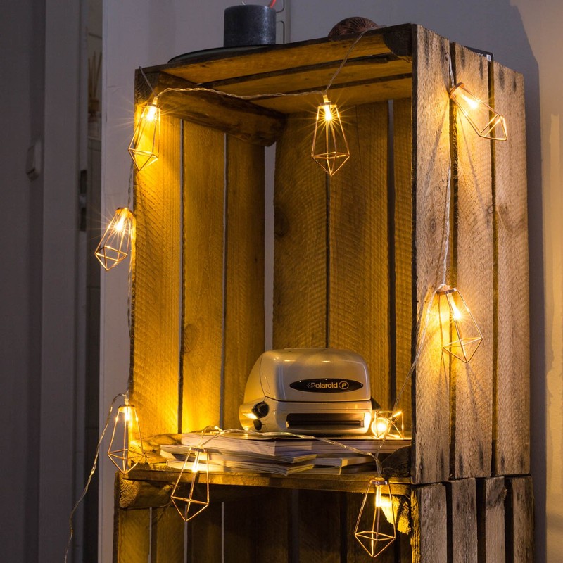 CozyHome LED Light Chain Geometric Pyramid-Shaped Copper Rose Gold