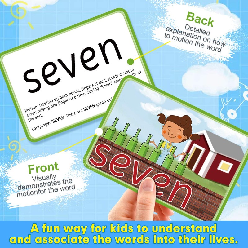 SpringFlower Sight Words Flash Cards with Pictures,Motions&Sentences, 220 Dolch Sight