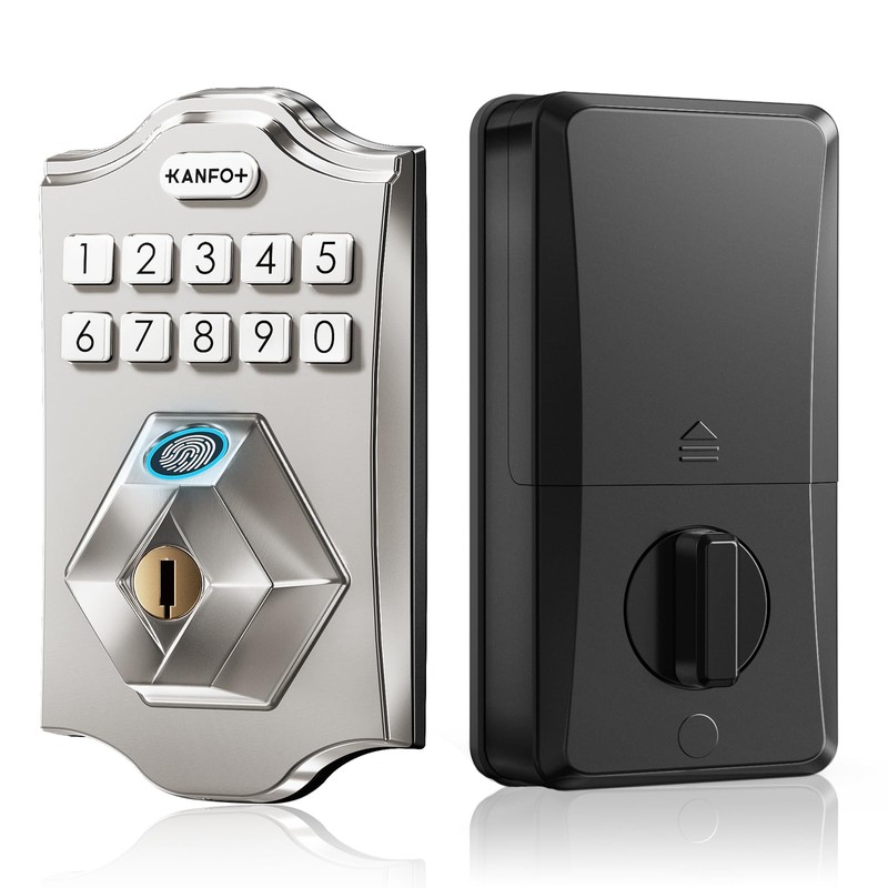 KANFOX KS2 Fingerprint, Keyless Entry Deadbolt with Keypad, Electronic Deadbolt,