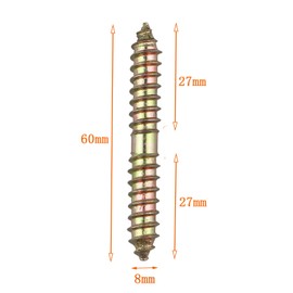 HALJIA Pack of 10 M8 x 60 mm Both Ends Wood to Wood Screws Thread Screws for Furniture Fixing Dowels