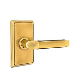 Emtek Passage Set, Rectangular Rosette, Milano Lever (Left Hand, French Antique)