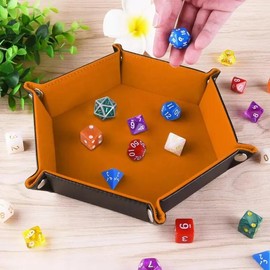 Hexagon Dice Rolling Tray for D&D and RPG Games – Foldable PU Leather Dice Holder for Organized Tabletop Gaming