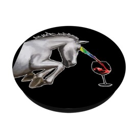 Unicorn Horn Pouring Red Wine Into a Glass Rainbow on Black