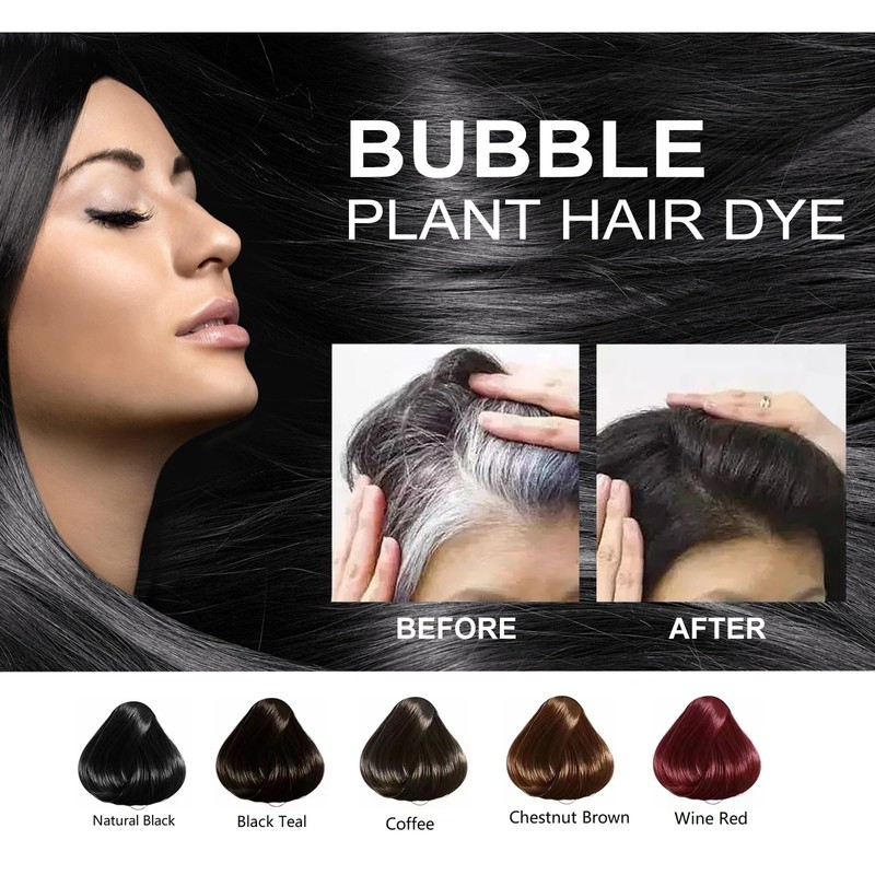 JISKG Beirou Bubble Plant Hair Dye Shampoo, Natural Plant Extract