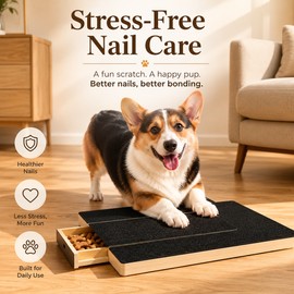 Dog Nail Scratch Board for Easy Trimming – Wooden Treat-Drawer Nail File for Stress-Free Home Grooming