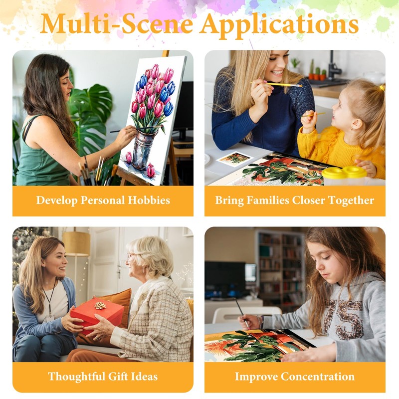 Framed Paint by Numbers Kit for Adults Beginner Plant, Adult