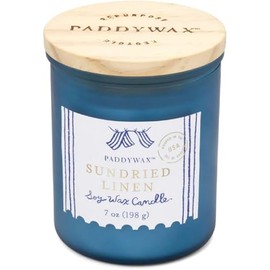 Paddywax Scented Candles Artisan Sea Glass Inspired Coastal Collection Jar Candle with Lid, 7-Ounce, Sundried Linen