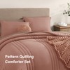 Monbix Queen Comforter Set - 7 Pieces Clay Pink Bed