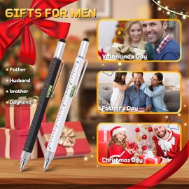 Stocking Stuffers for Men, 9 in 1 Multitool Pen 2Pcs and Refill 6Pcs, Unique Tech Tool Pen from Wife Daughter to Father Boyfriend Husband on Christmas, Birthday, Valentine's Day